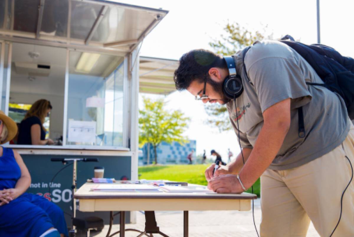 Student registering to vote